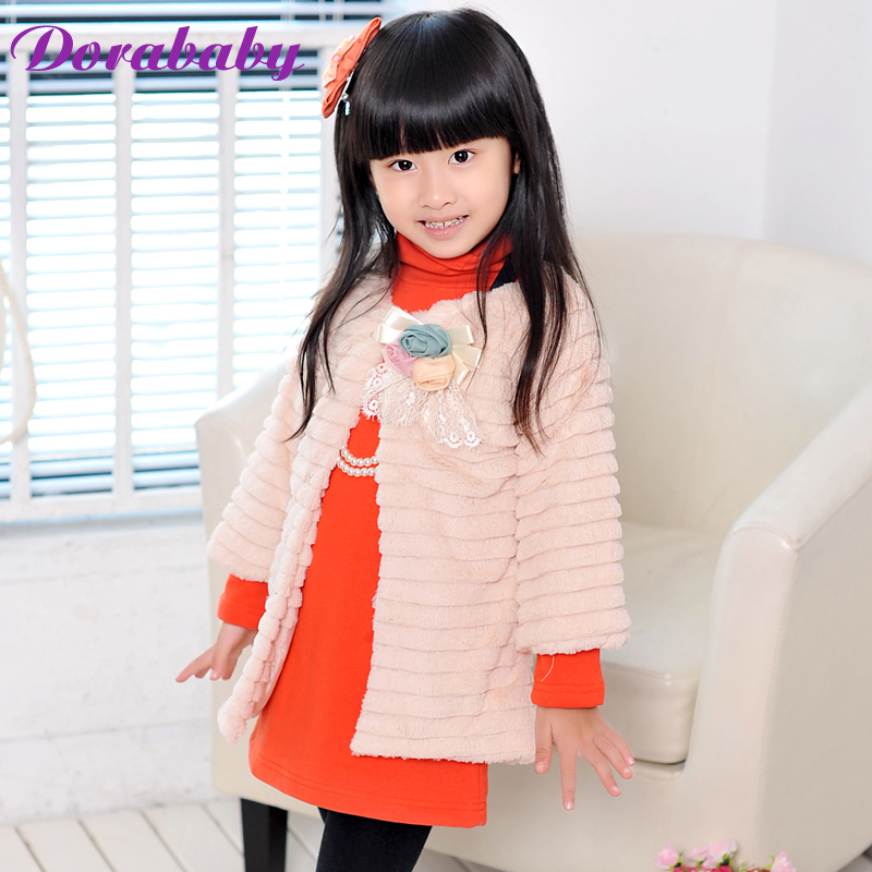 small child outerwear female child autumn and winter corsage plus velvet top outerwear da166