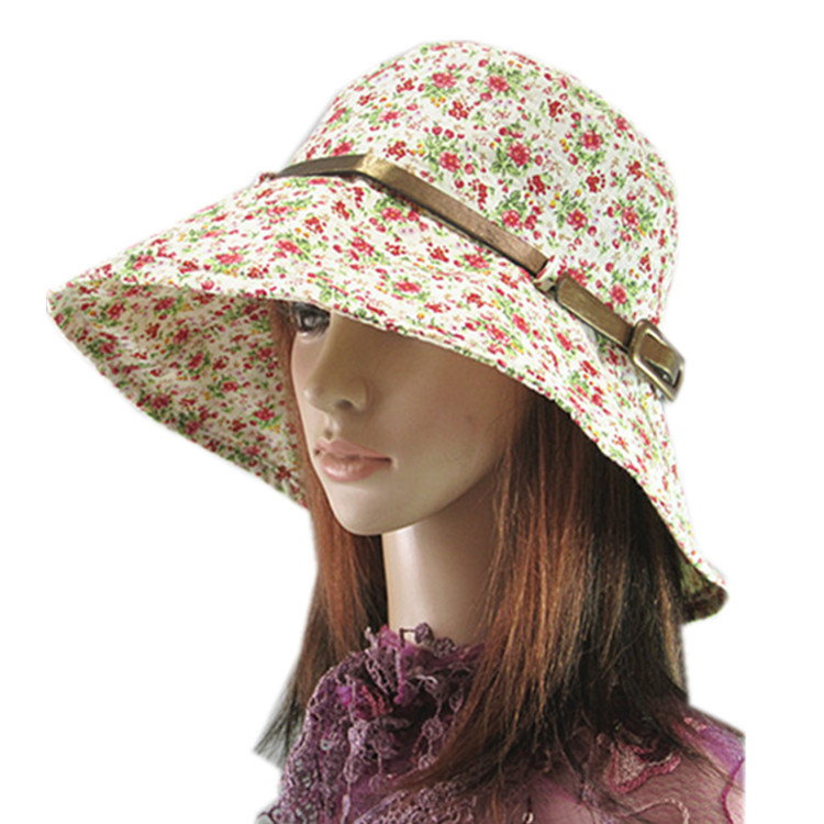 Small cotton prints trend women's small fedoras spring and summer sun-shading hat large brim anti-uv hat