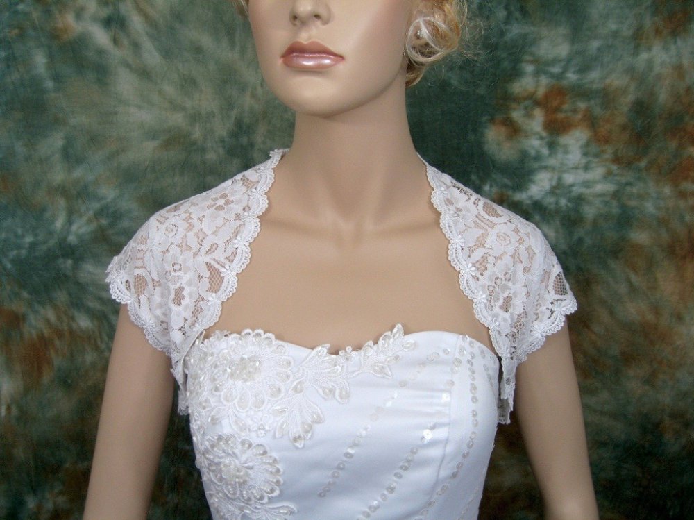 small Custom Lace Bridal Wedding bolero Jacket hot custom white