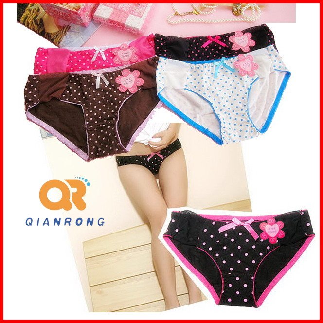 Small dots Cute briefs Low-waist triangle underwear Cotton comfort lady's panties