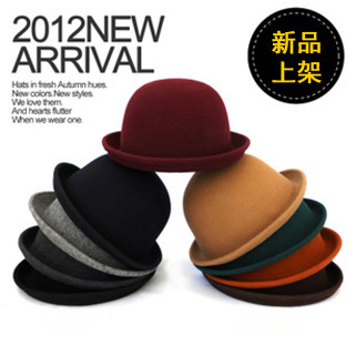 Small fedoras pure wool hat woolen small round female male jazz hat cashmere style hat