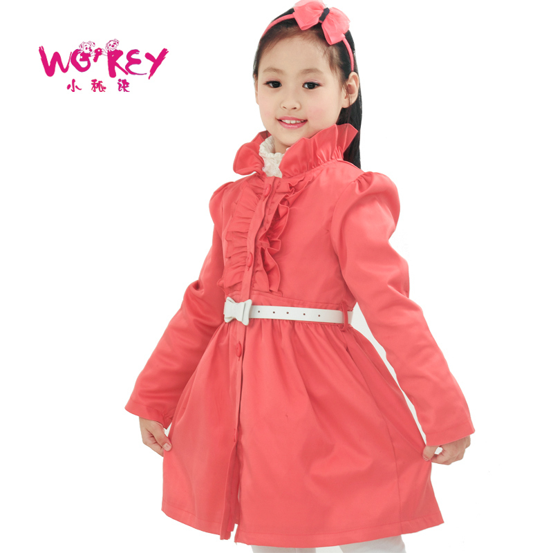 Small female child autumn children's clothing outerwear child trench f121