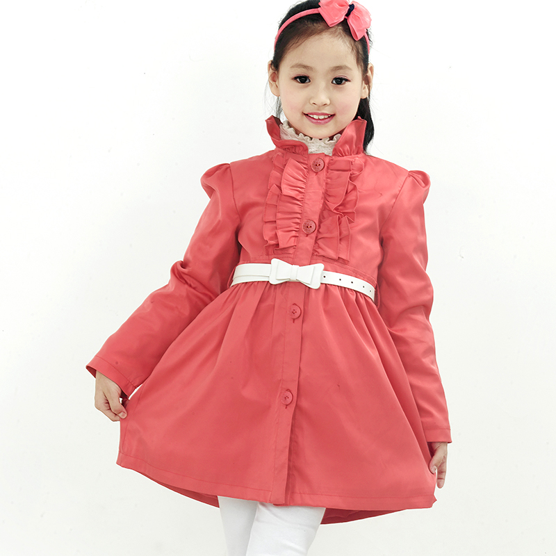 Small female child autumn children's clothing outerwear child trench w12f121