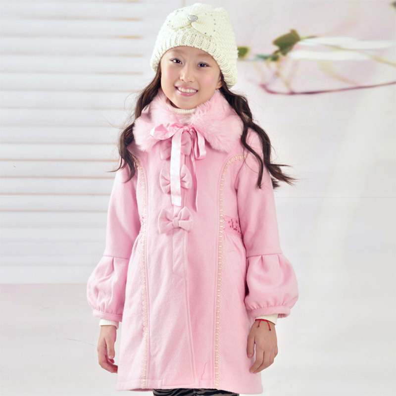 Small female child children's clothing outerwear child overcoat woolen cotton-padded overcoat g8011