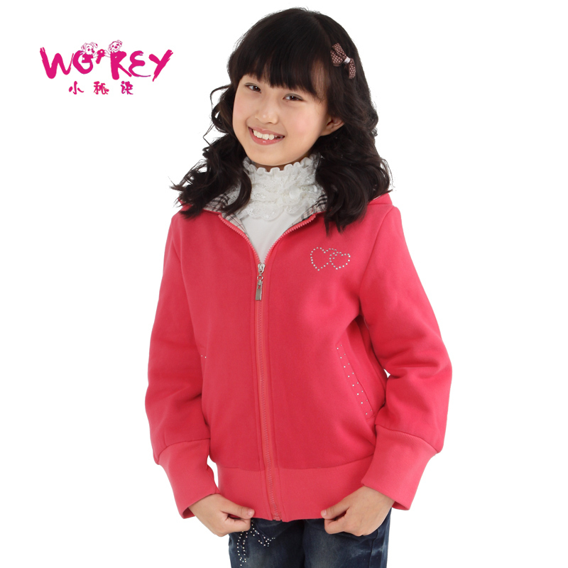Small female child cotton sweatshirt fleece polar fleece fabric liner top outerwear w002