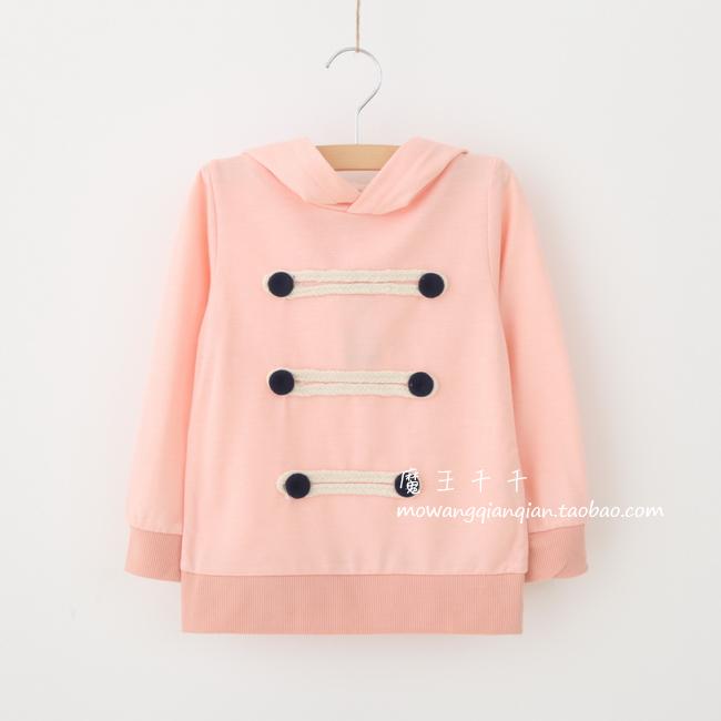 Small female child pink loop pile pullover sweatshirt long-sleeve T-shirt preppy style