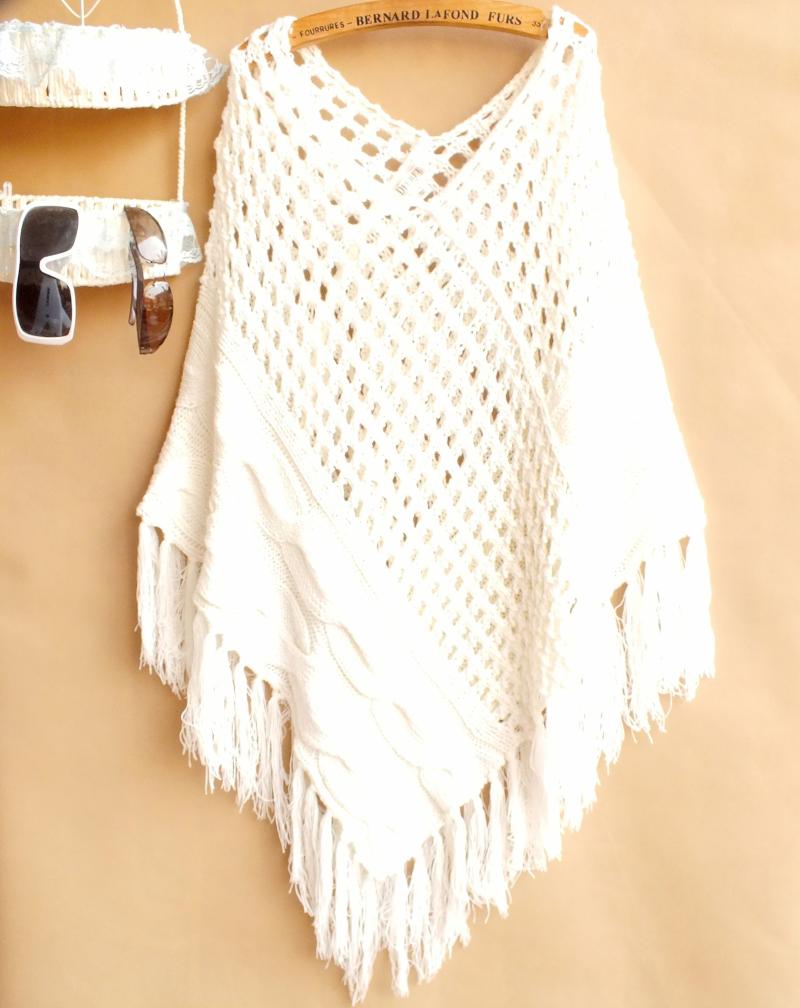 Small female cutout tassel cloak cape female autumn and winter sweater cape