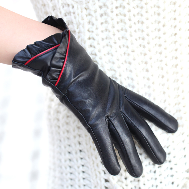 Small goat genuine leather gloves women's autumn and winter the esos thin 9005