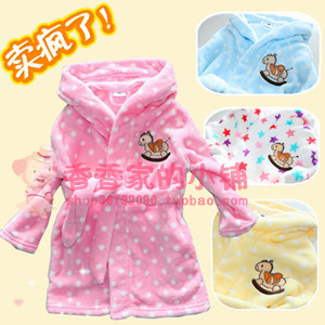Small horse 2012 hot-selling male female child coral fleece lacing child bathrobe sleepwear lounge robe parent-child