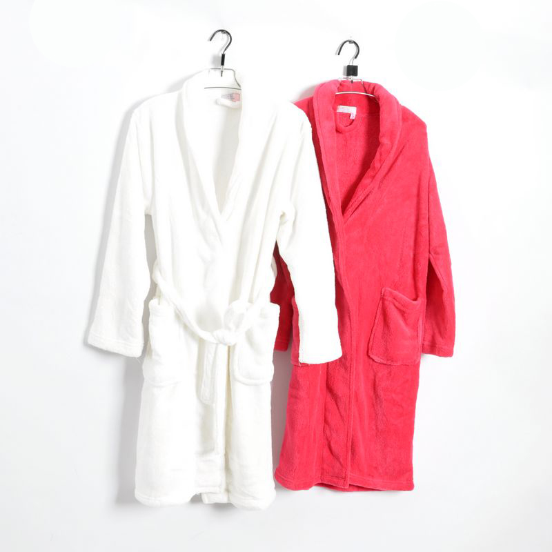 Small juniors autumn thermal thickening coral fleece robe bathrobes sleepwear