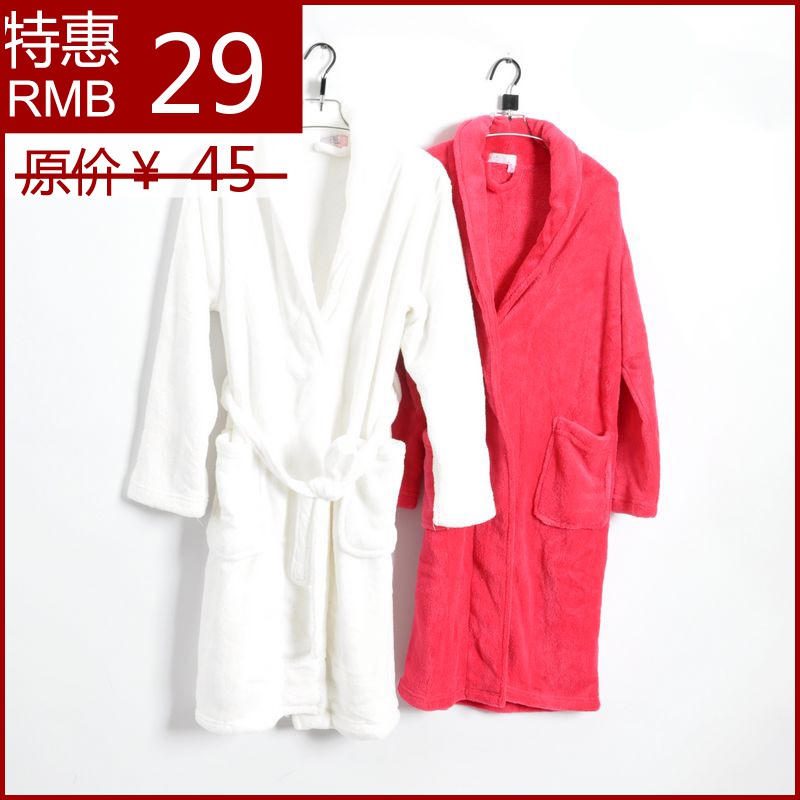 Small juniors spring thermal thickening coral fleece robe bathrobes sleepwear