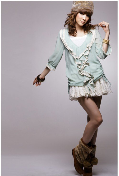 Small leather cord cross straps Floral flat cake Bra chiffon shirt