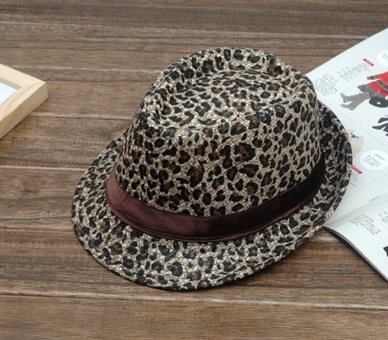 Small leopard print jazz hat female fedoras female fashion fedoras male lovers cap women's hat