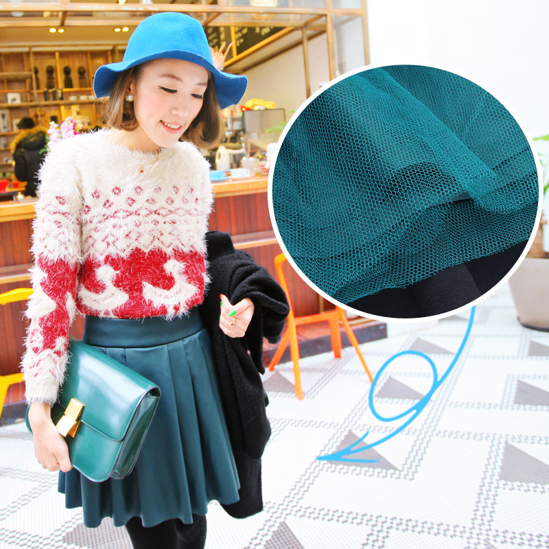 Small limited 2012 bust skirt short skirt leather pleated skirt