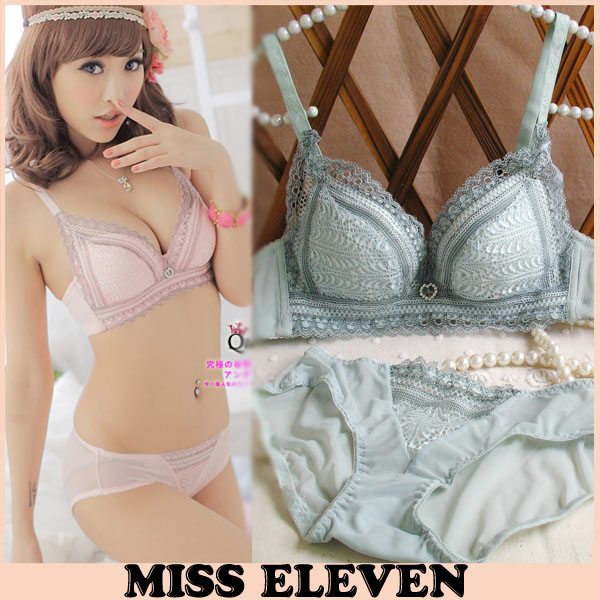 Small mm thin thick push up embroidered cutout underwear bra set