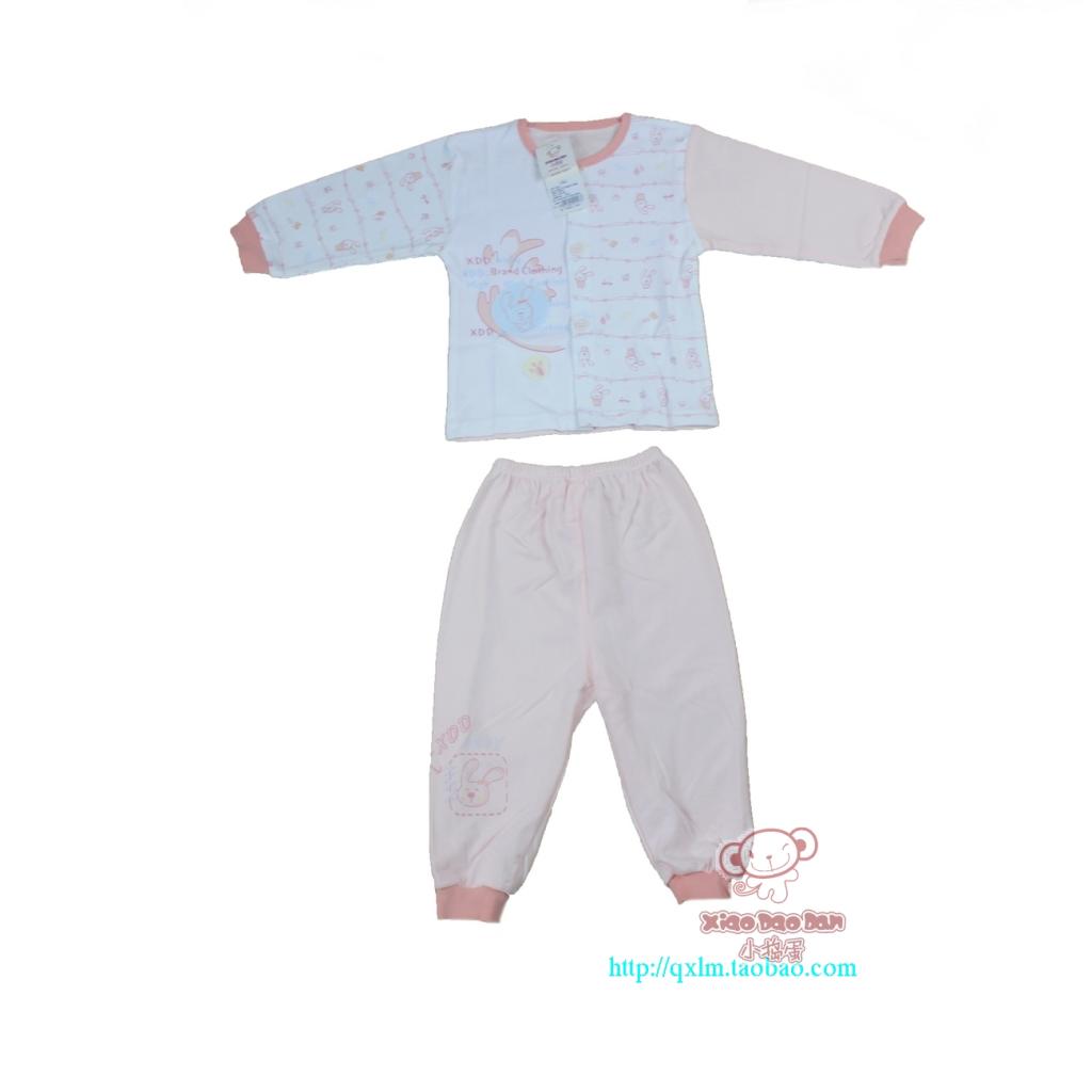 Small plain o-neck single breasted child 100% cotton underwear lounge sleepwear pants 6 - 18 baby