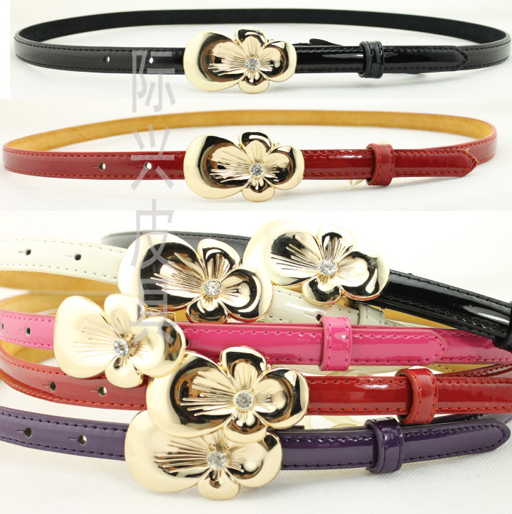 Small rhinestone cowhide genuine leather women's belt fashion rhinestone candy color strap all-match belt