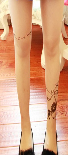 Small sexy tattoo skin cored wire pantyhose stockings