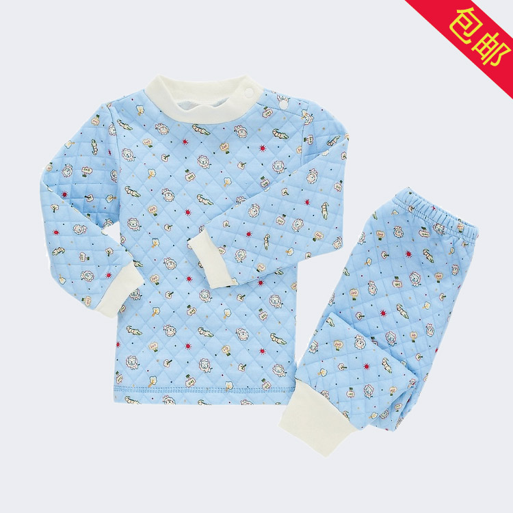 Small silver star cotton sweater child underwear set 100% cotton male girls clothing underwear thermal