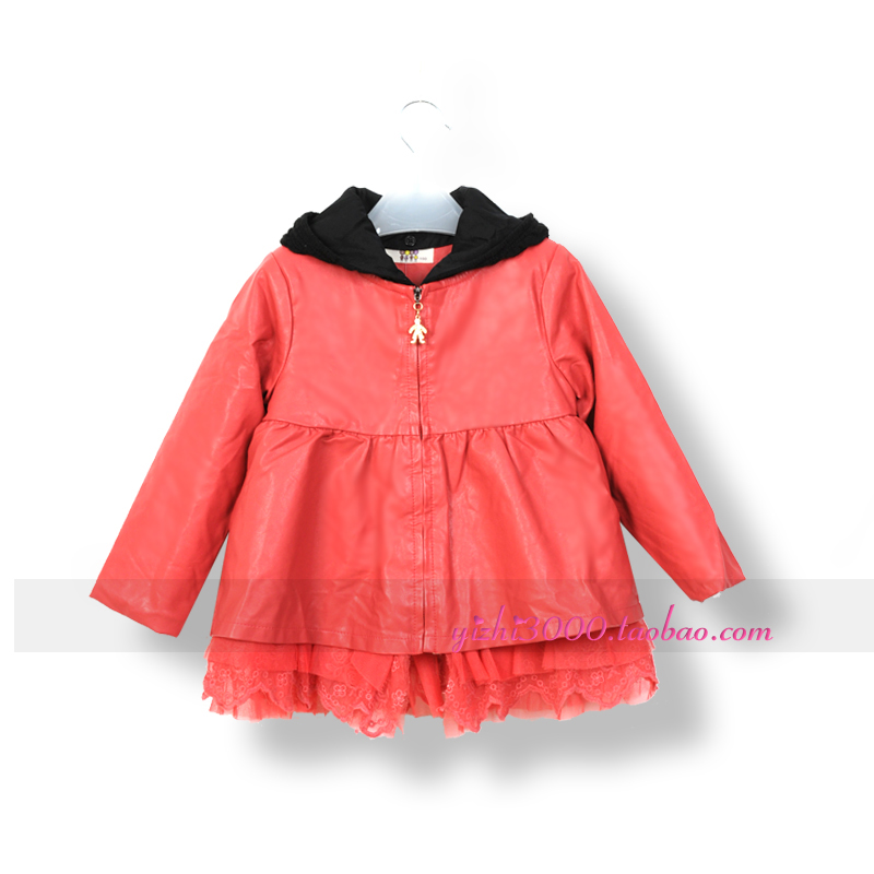 Small stone 2013 spring black hat red leather clothing new arrival female child