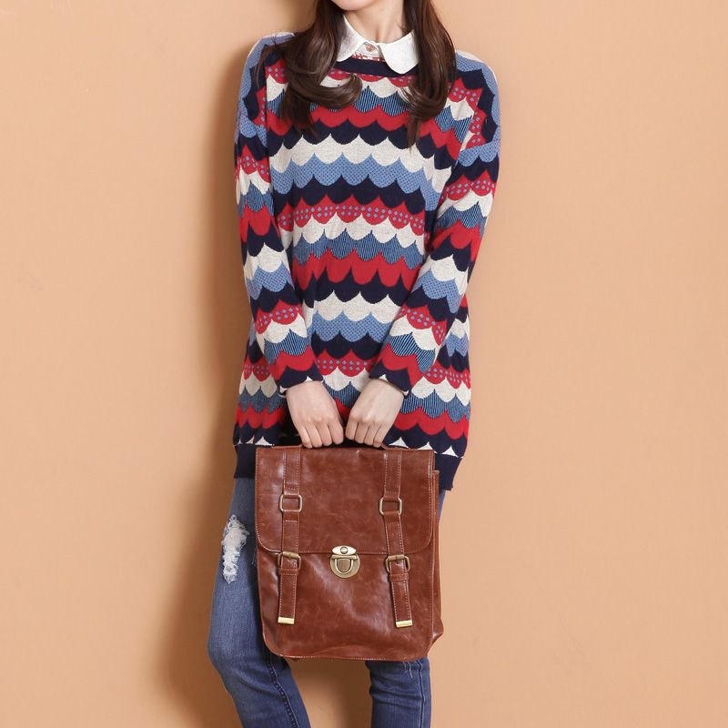 Small thermal sweater vintage wave medium-long thickening sweater pullover 2013 women's Q