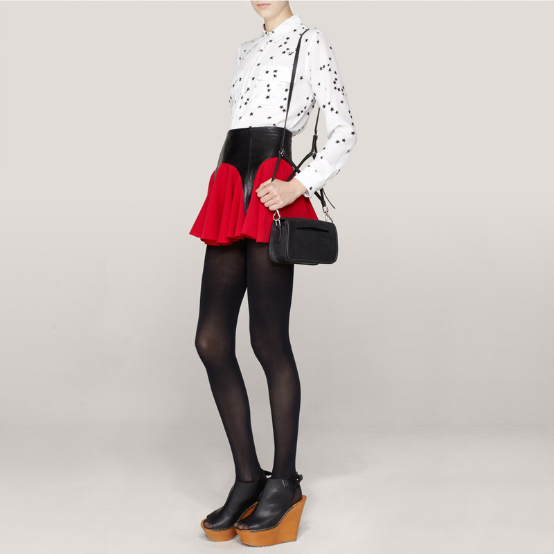 Smart pulse leather chiffon patchwork half-length short skirt sexy fashion red skirt y-3691