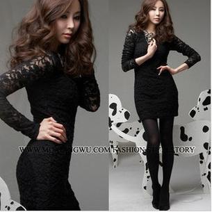 Smarten 9882 full lace basic shirt slim one-piece dress