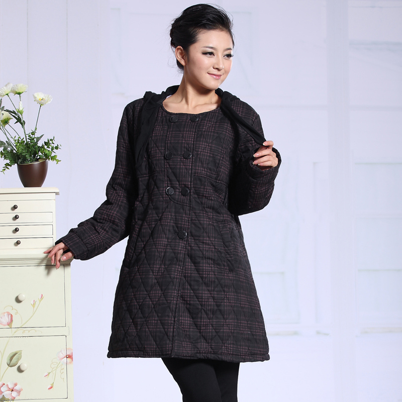 Smarten mommas maternity winter outerwear plaid maternity wadded jacket thickening cotton-padded jacket plus size