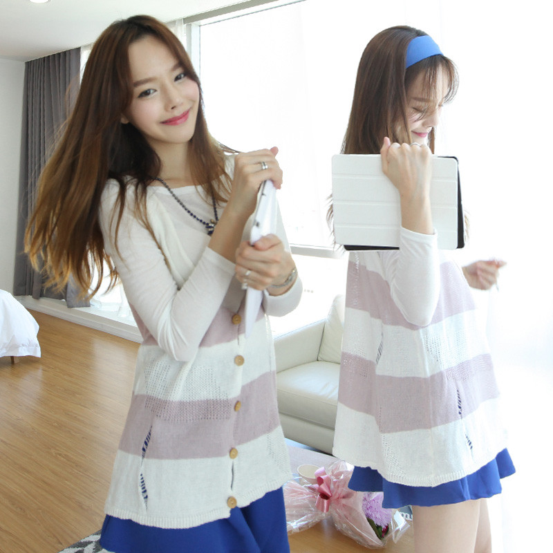 Smas hole stripe cardigan sleeveless vest spring and summer women's outerwear