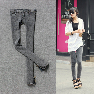 Smoky grey all-match sexy tight stovepipe elastic jeans pants skinny pants pencil pants boot cut jeans female 912