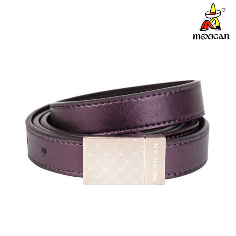 Smooth buckle cowhide small belt fashion genuine leather strap Women sewing thread belt