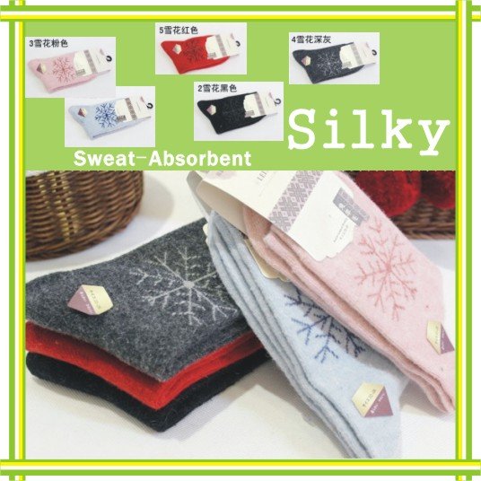snowflakes Winter thicken bedsock Female lady Angora/Wool terry sock 5colors 45g soft moisture pick-uip Comfortable