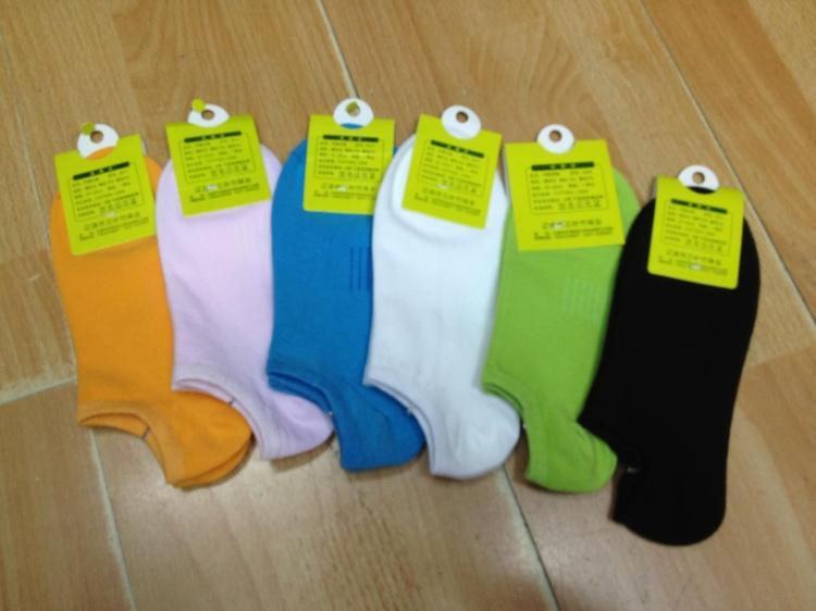 Sock women's 100% cotton brief solid color spring and summer male female socks multicolor casual