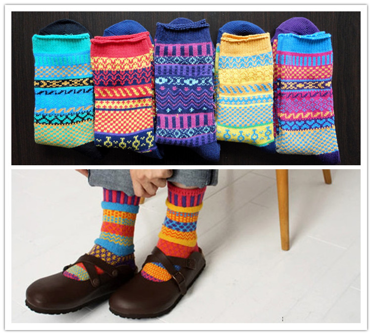Socks 100% cotton men and women socks lovers design vintage popular 100% cotton national trend male socks