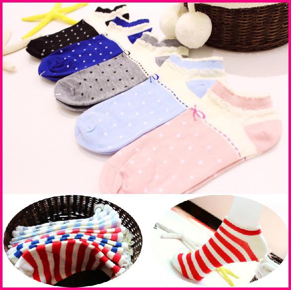 Socks 18 colors new hot candy color dot polka dot color block decoration cartoon cotton socks women's sock