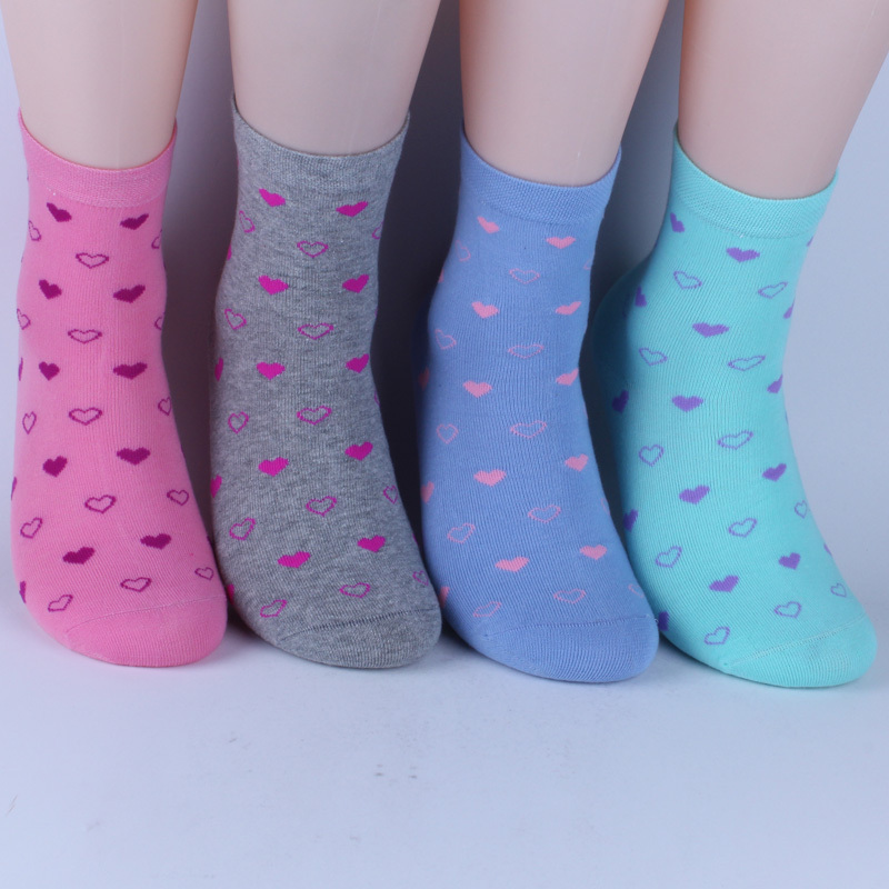 Socks female 100% cotton spring and autumn knee-high socks heart 100% cotton women's socks