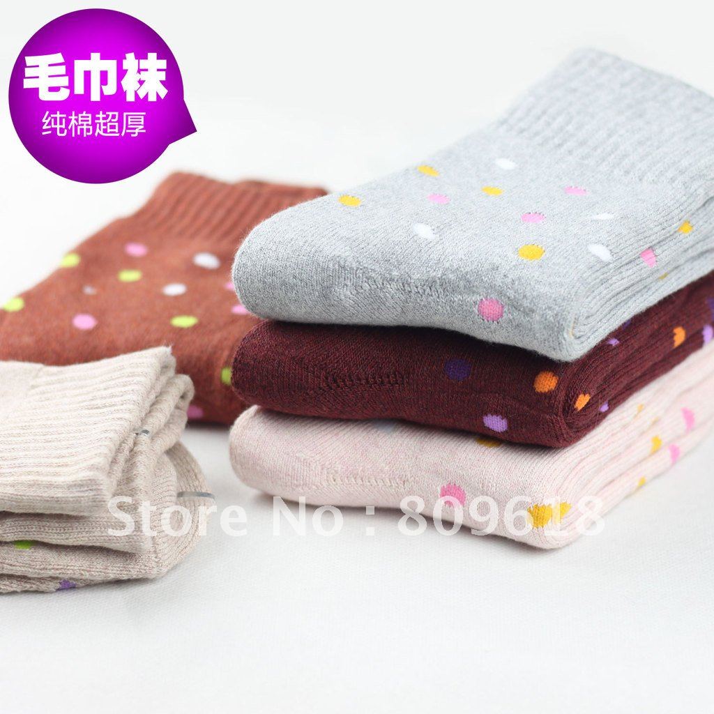 Socks female thick winter towel socks women's thermal socks 100% cotton free shipping