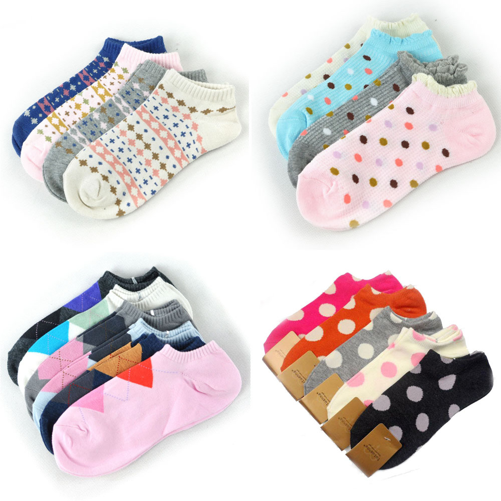Socks lace stripe dot plaid female invisible sock slippers female