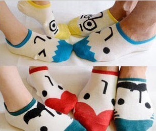 Socks male female women's 100% cotton sock slippers cartoon socks