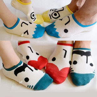 Socks socks male cotton socks lovers design male Women cartoon sock slippers