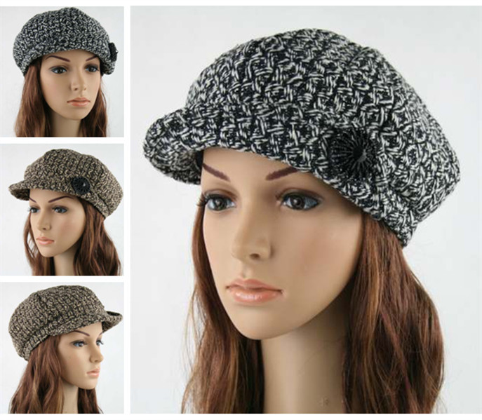 Soft hat brim women's autumn and winter hat octagonal cap shenp buckle millinery star cap