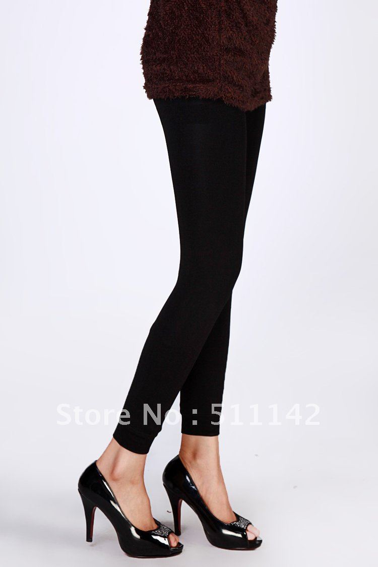 Solid black warm leggings, winter fashion, M/L/XL all-match thickening double layer velvet ankle length trousers, 6pcs/lot 3705