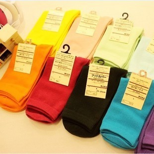 Solid color 100% cotton women's socks candy color 100% cotton women's sock socks