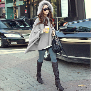 Solid color cape style sweater outerwear 11754 free shipping