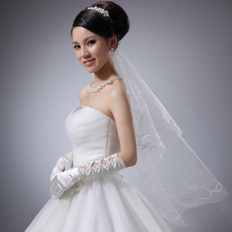 Solid color panniers wedding dress bridal pannier gloves veil piece set hot