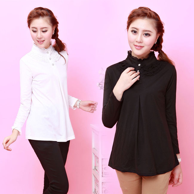 Sooyi Maternity clothing spring and autumn basic shirt maternity lace top fashion maternity basic shirt t-shirt