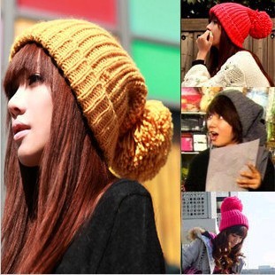 South Korea new long Invincible lovely autumn and winter warm hats,women knit caps,Multicolor