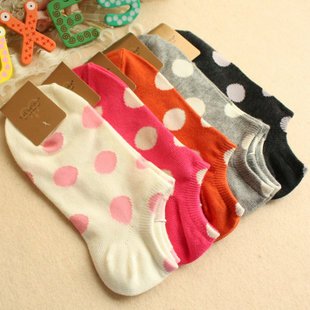 South Korea socks candy sox short tube socks lovely dot color pure cotton female sox cotton female ship socks