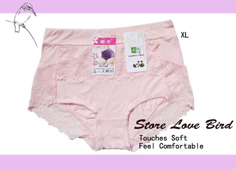SP1036#Free Shipping 100%  Bamboo Fiber High Waist Lace Underwear XL Size Shorts