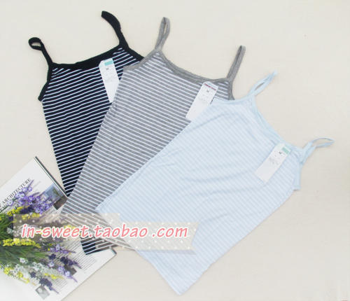 Spaghetti strap vest basic cotton comfortable 100% two-color stripe
